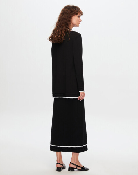 T24Y-2014 Ucu Dilimli Triko Etek BLACK - 2