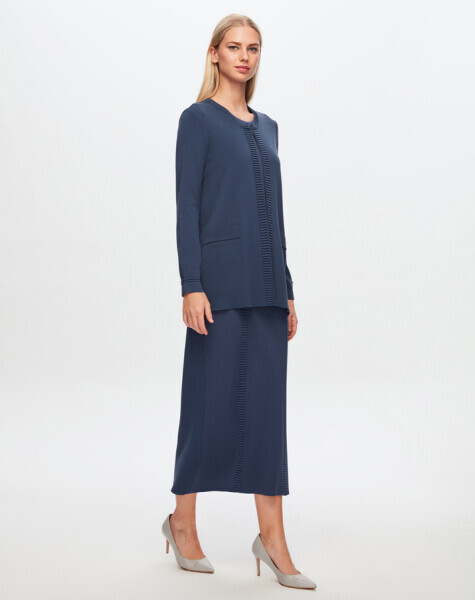 T24Y-2015 Örgü Teklikli Düz Renk Etek BLACK - 26