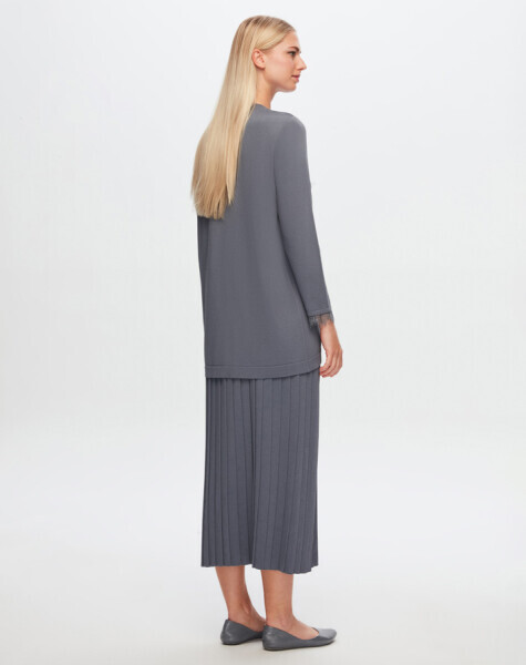 T24Y-2016 Triko Plise Etek 1381-DARK GREY - 2