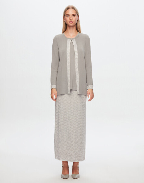 T24Y-2017 Parlak İp Desenli Kalem Etek GREY - 1