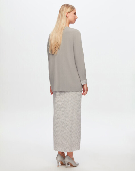 T24Y-2017 Parlak İp Desenli Kalem Etek GREY - 2