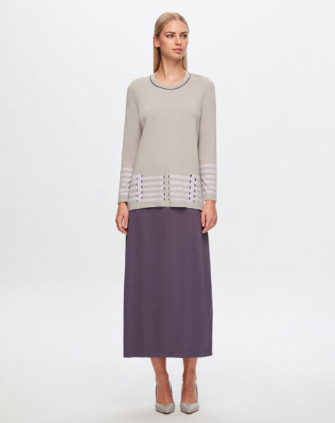 T24Y-2018 Düz Renk Triko Kloş Etek MV188-PURPLE - MISS DALIDA