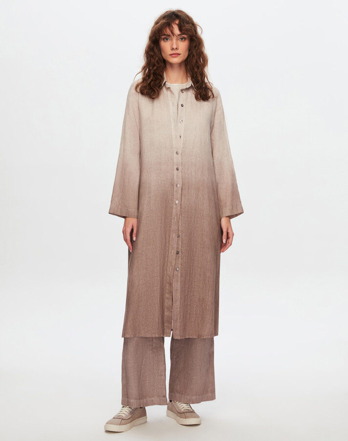 T24Y-3000 Gradient Long Linen Shirt - 8