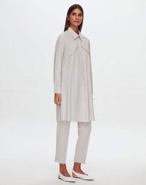 T24Y-3003 Triko Garnili Rahat Kesim Gömlek GREY - 2