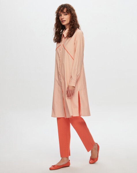 T24Y-3003 Triko Garnili Rahat Kesim Gömlek ORANGE - 2