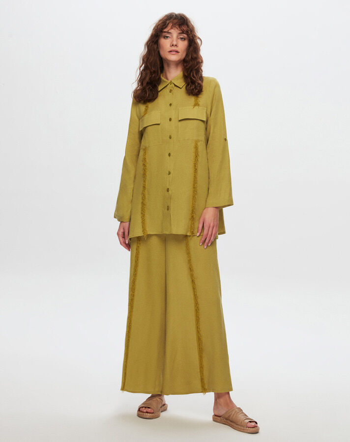 T24Y-3005 Tasseled Linen Shirt - 2