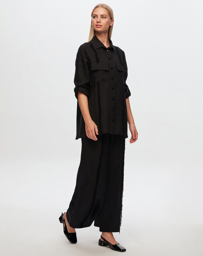 T24Y-3005 Tasseled Linen Shirt - 4