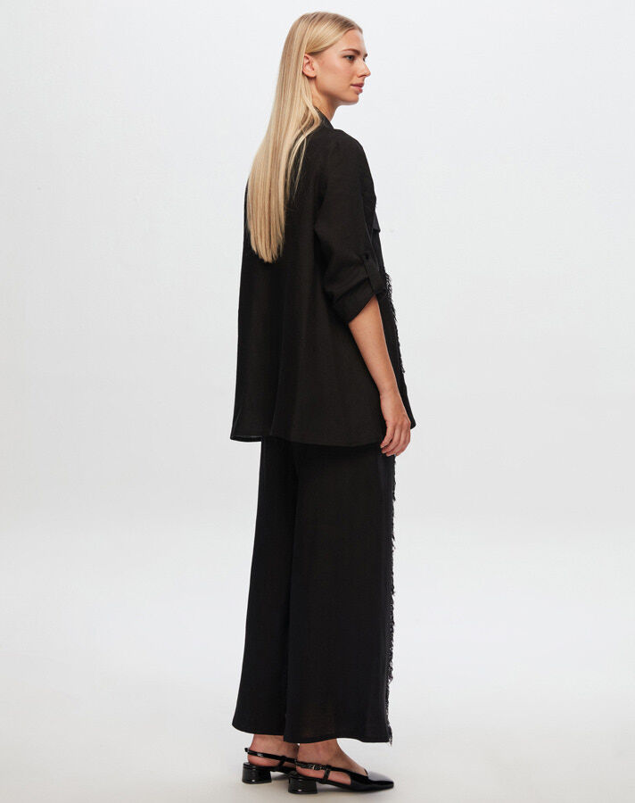 T24Y-3005 Tasseled Linen Shirt - 5