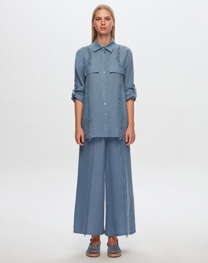 T24Y-3005 Tasseled Linen Shirt - 6