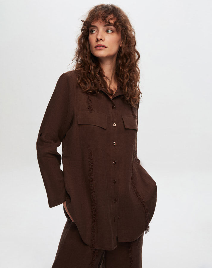 T24Y-3005 Tasseled Linen Shirt - 10
