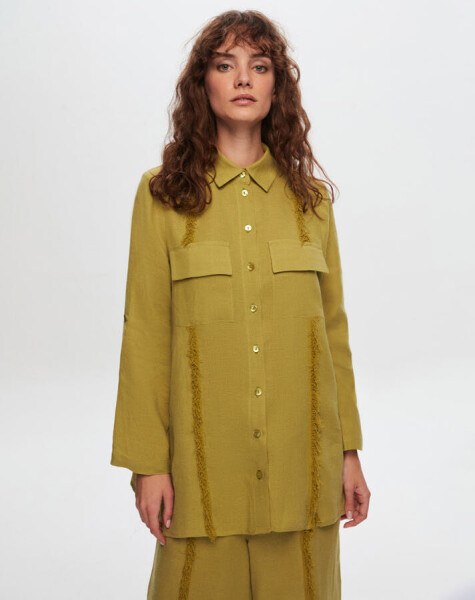 T24Y-3005 Tasseled Linen Shirt - 1