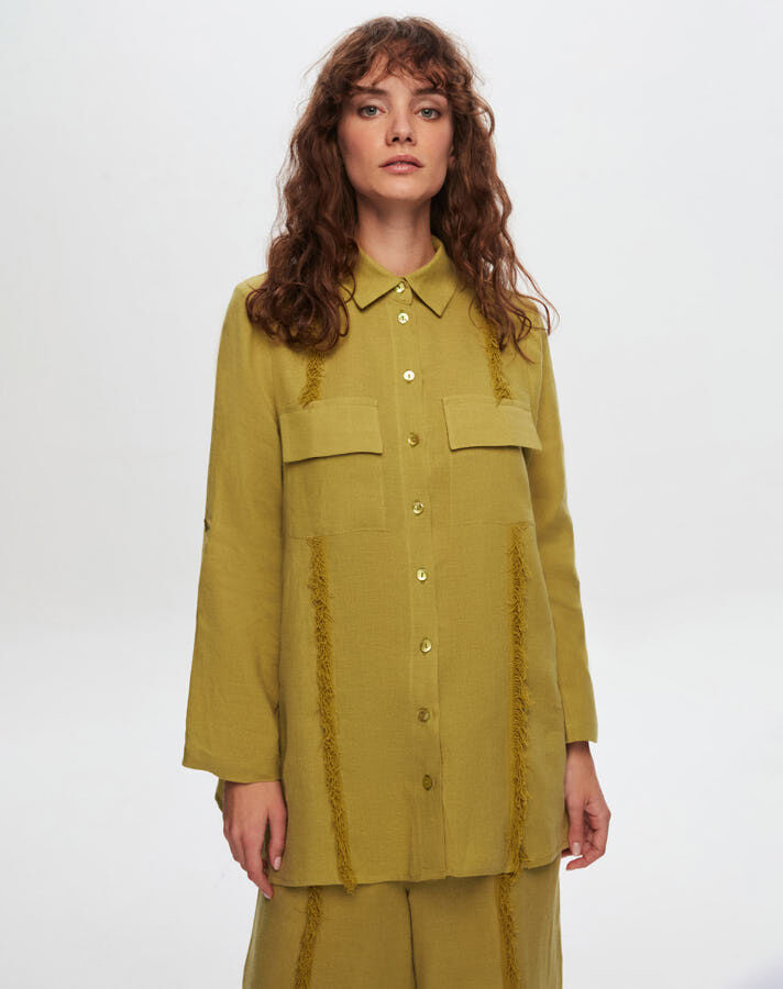 T24Y-3005 Tasseled Linen Shirt - 1