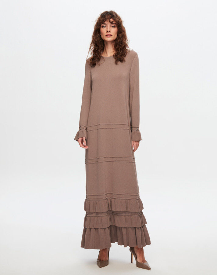 T24Y-4000 Knitwear Dress with Frilly Hem and Wrist - 5