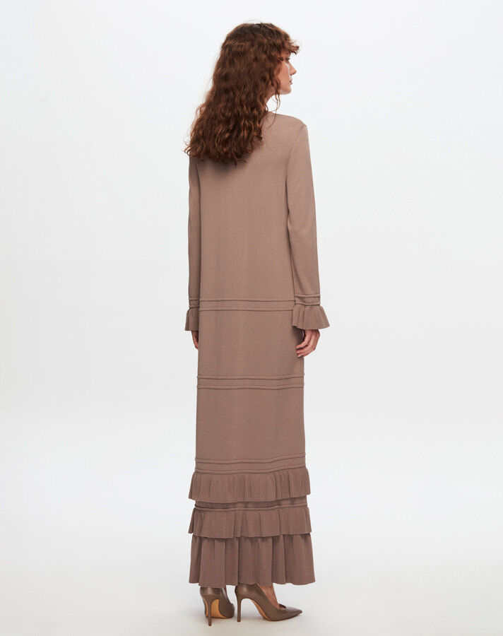 T24Y-4000 Knitwear Dress with Frilly Hem and Wrist - 6