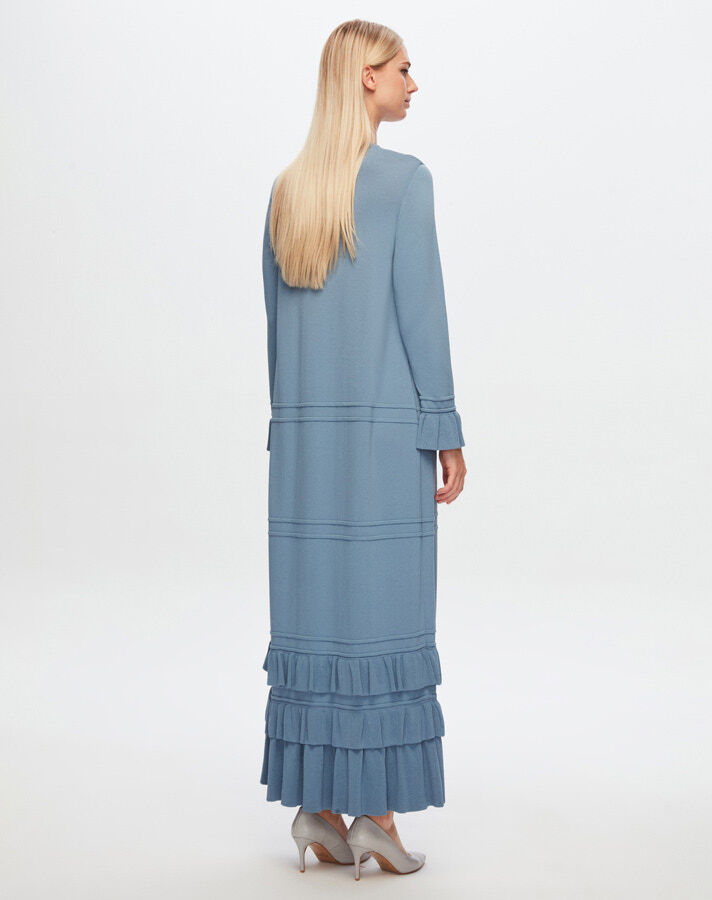T24Y-4000 Knitwear Dress with Frilly Hem and Wrist - 9