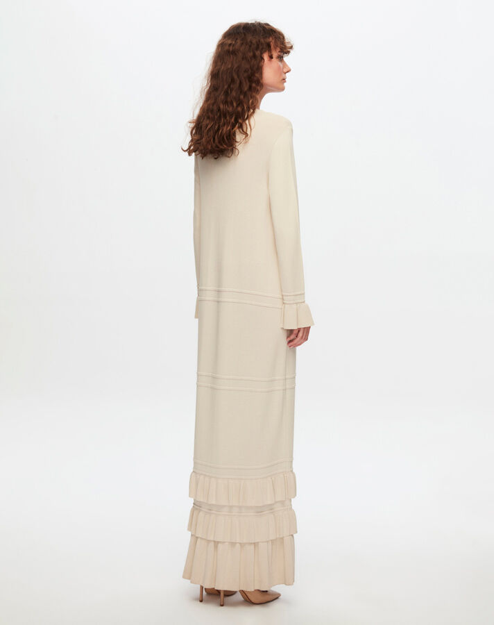 T24Y-4000 Knitwear Dress with Frilly Hem and Wrist - 11