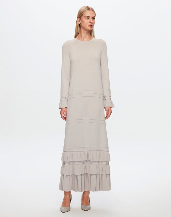 T24Y-4000 Knitwear Dress with Frilly Hem and Wrist - 12