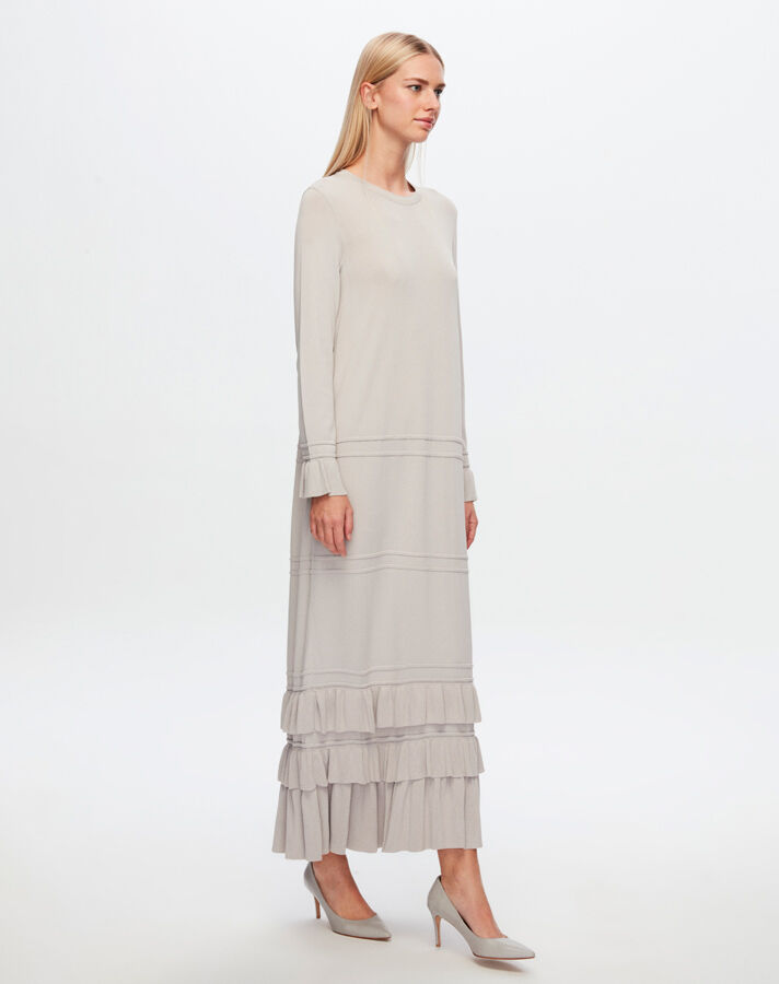 T24Y-4000 Knitwear Dress with Frilly Hem and Wrist - 13