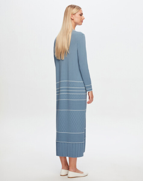 T24Y-4002 Ajurlu ve Çizgi Detaylı Uzun Elbise 1052-BEİGE - 7