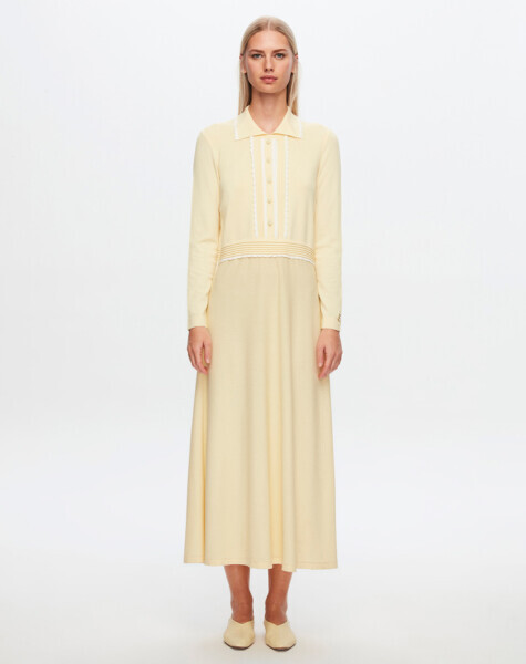 T24Y-4004 Gömlek Yaka Klasik Elbise 1398-LIGHT GREY - 3