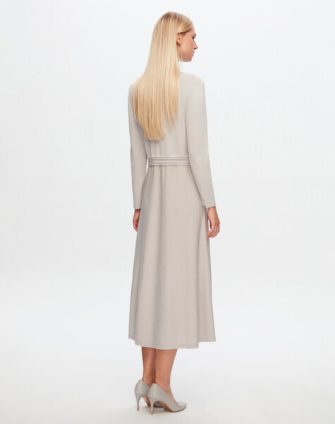 T24Y-4004 Gömlek Yaka Klasik Elbise 1398-LIGHT GREY - 9