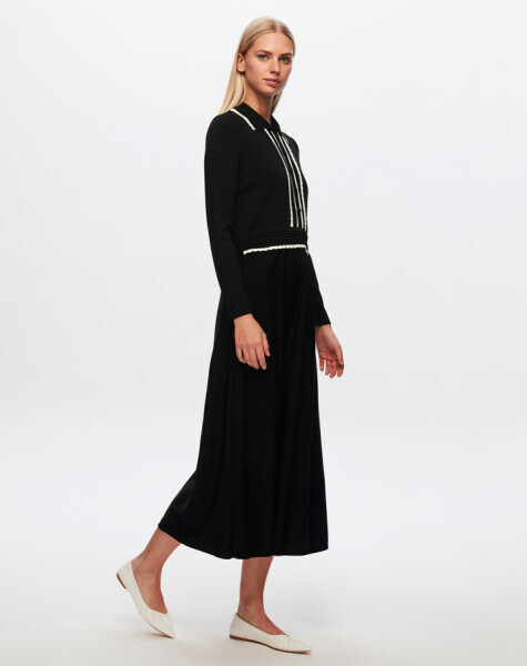 T24Y-4004 Gömlek Yaka Klasik Elbise 1398-LIGHT GREY - 15