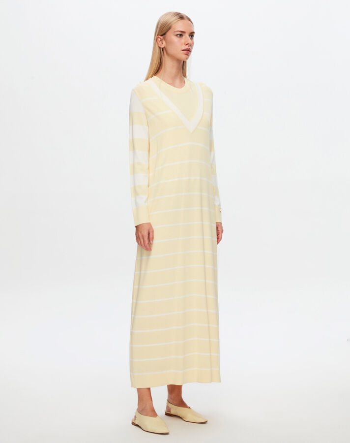 T24Y-4005 V-Neck Striped Dress - 2