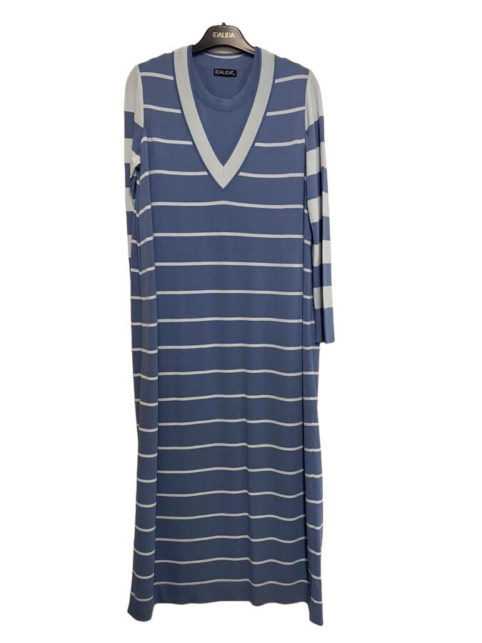 T24Y-4005 V-Neck Striped Dress - 12