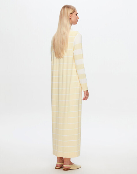 T24Y-4005 V Yaka Çizgili Elbise 1398-LIGHT GREY - 3