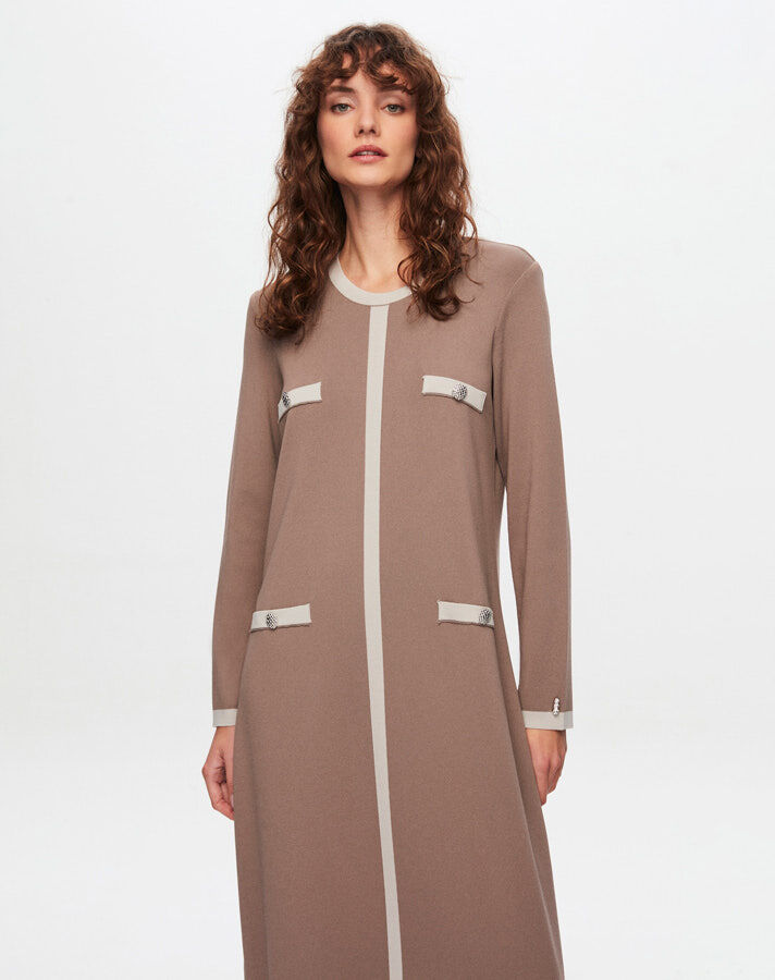 T24Y-4006 Four Button Long Knitwear Dress - 1