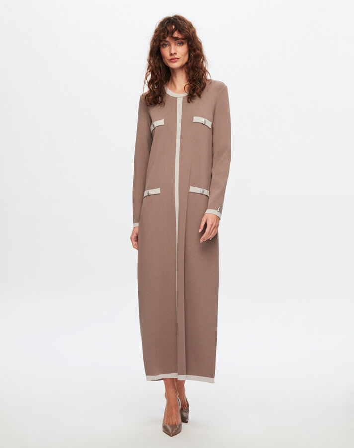 T24Y-4006 Four Button Long Knitwear Dress - 2