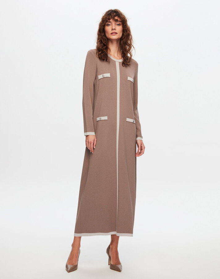 T24Y-4006 Four Button Long Knitwear Dress - 3