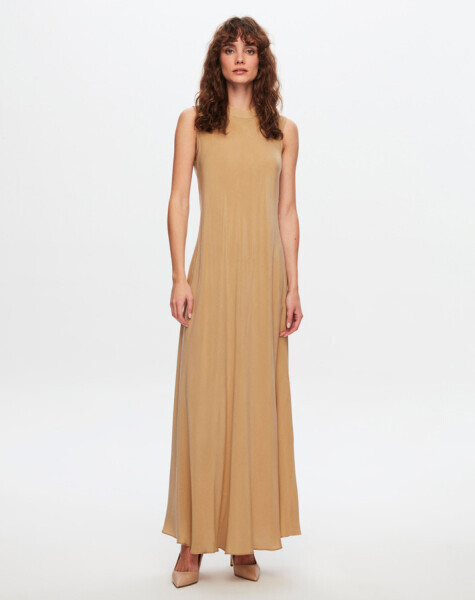 T24Y-4007 Kolsuz Kloş Cupro Elbise CRAFT - 2