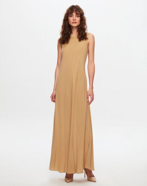 T24Y-4007 Kolsuz Kloş Cupro Elbise CRAFT 