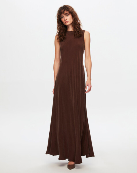 T24Y-4007 Sleeveless Flared Cupro Dress - 13