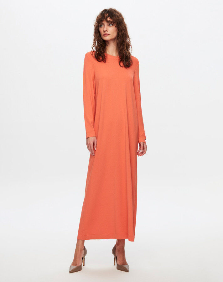 T24Y-4008 Solid Color Long Sleeve Dress - 10