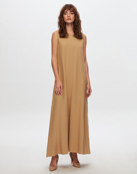 T24Y-4011 Solid Color Sleeveless Linen Dress - 3