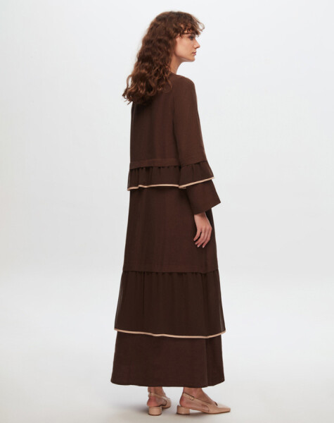 T24Y-4012 Linen Chiffon Ruffle Detailed Dress - 6