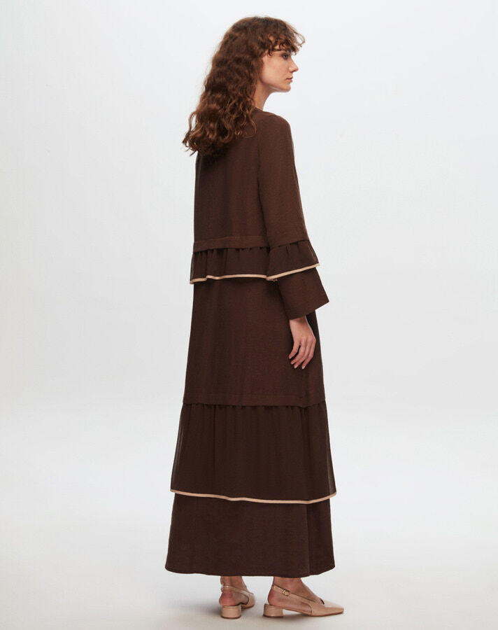 T24Y-4012 Linen Chiffon Ruffle Detailed Dress - 6