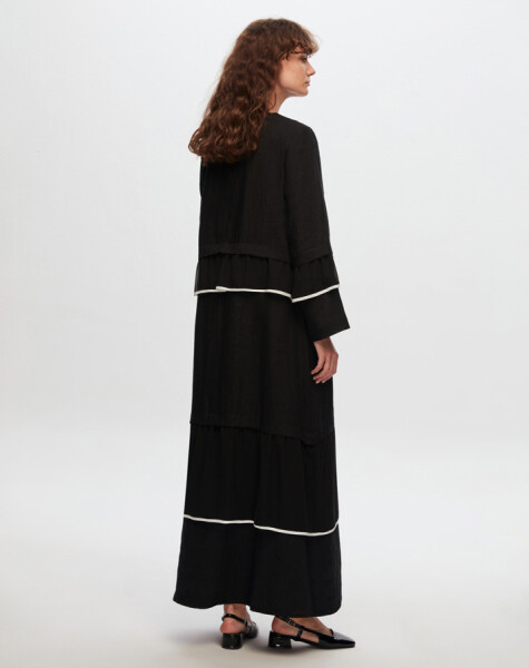 T24Y-4012 Linen Chiffon Ruffle Detailed Dress - 10