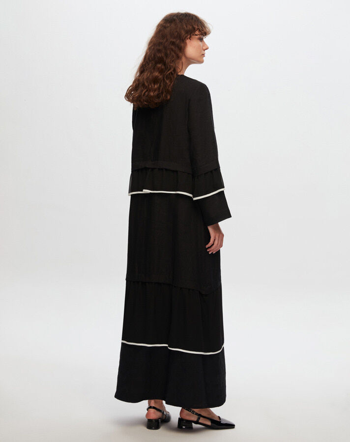 T24Y-4012 Linen Chiffon Ruffle Detailed Dress - 10