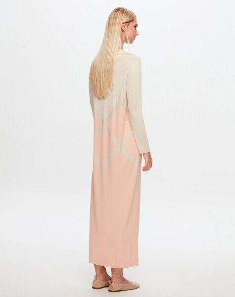 T24Y-4013 İri Baklava Desenli Triko Elbise 1293-SALMON - 3