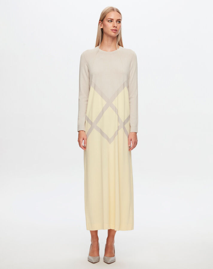 T24Y-4013 Large Diamond Patterned Knitwear Dress - 4