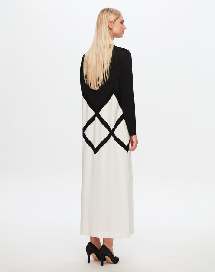 T24Y-4013 Large Diamond Patterned Knitwear Dress - 9