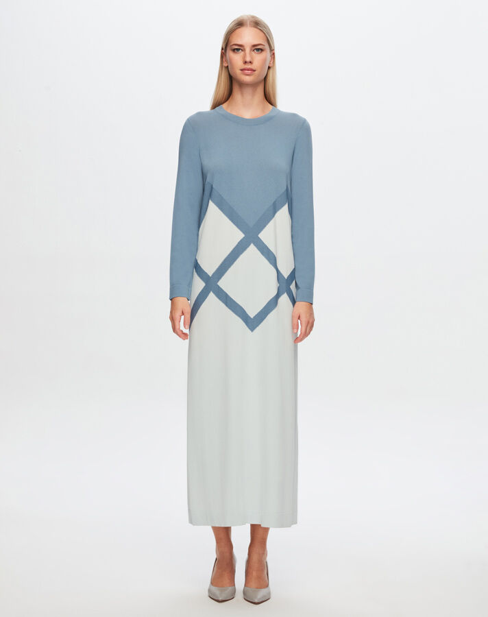 T24Y-4013 Large Diamond Patterned Knitwear Dress - 10