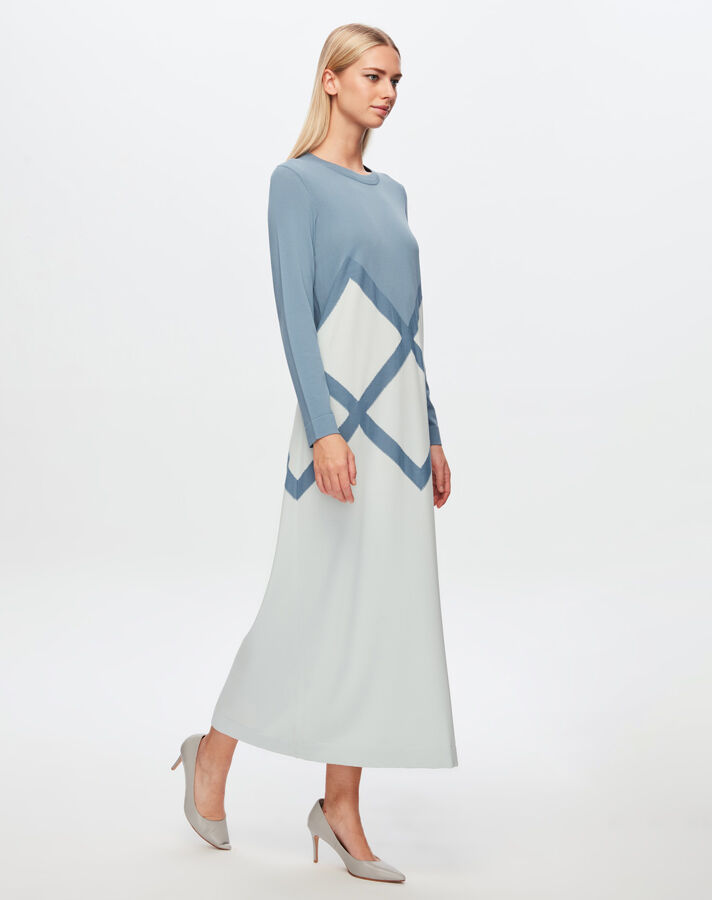 T24Y-4013 Large Diamond Patterned Knitwear Dress - 11