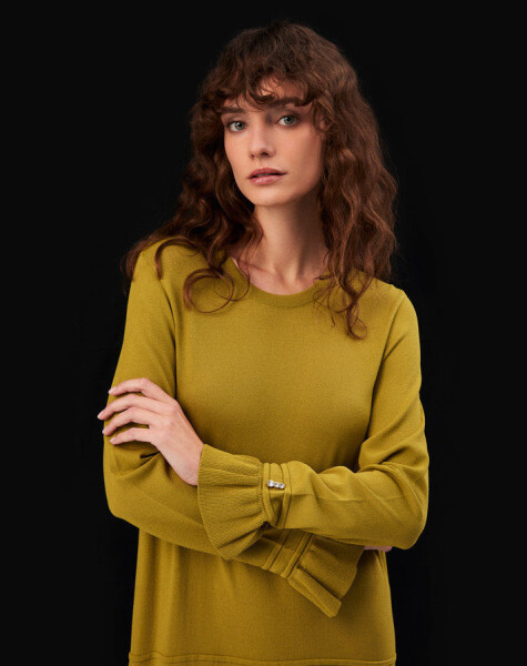T24Y-4014 Bileği Fırfırlı Triko Elbise - 5