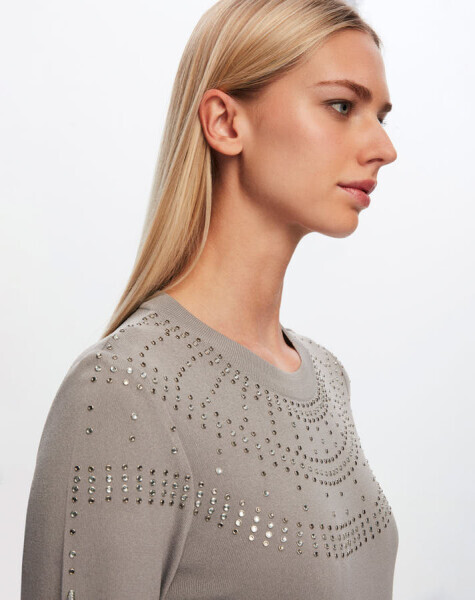 T24Y-4018 Yakası Taşlı Elbise 1381-DARK GREY - 2