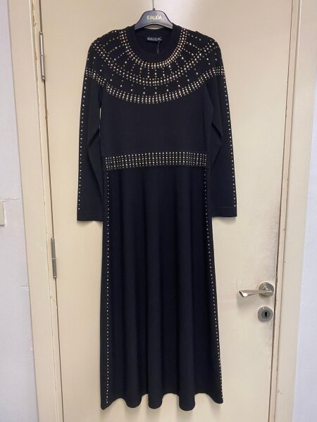 T24Y-4018 Yakası Taşlı Elbise BLACK 