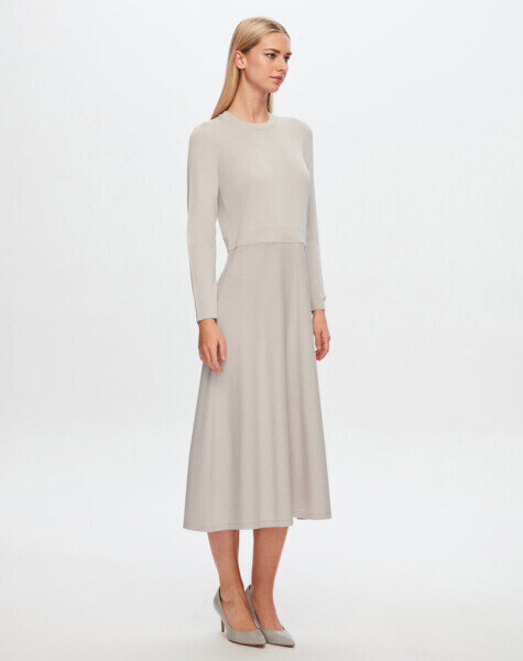 T24Y-4019 Düz Renk Basic Elbise 1052-BEİGE 